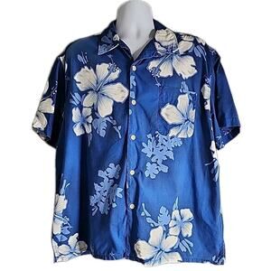 Men's Shirt Ralph Lauren Polo Jeans Co. Size Large Hawaiian Blue Floral Cotton